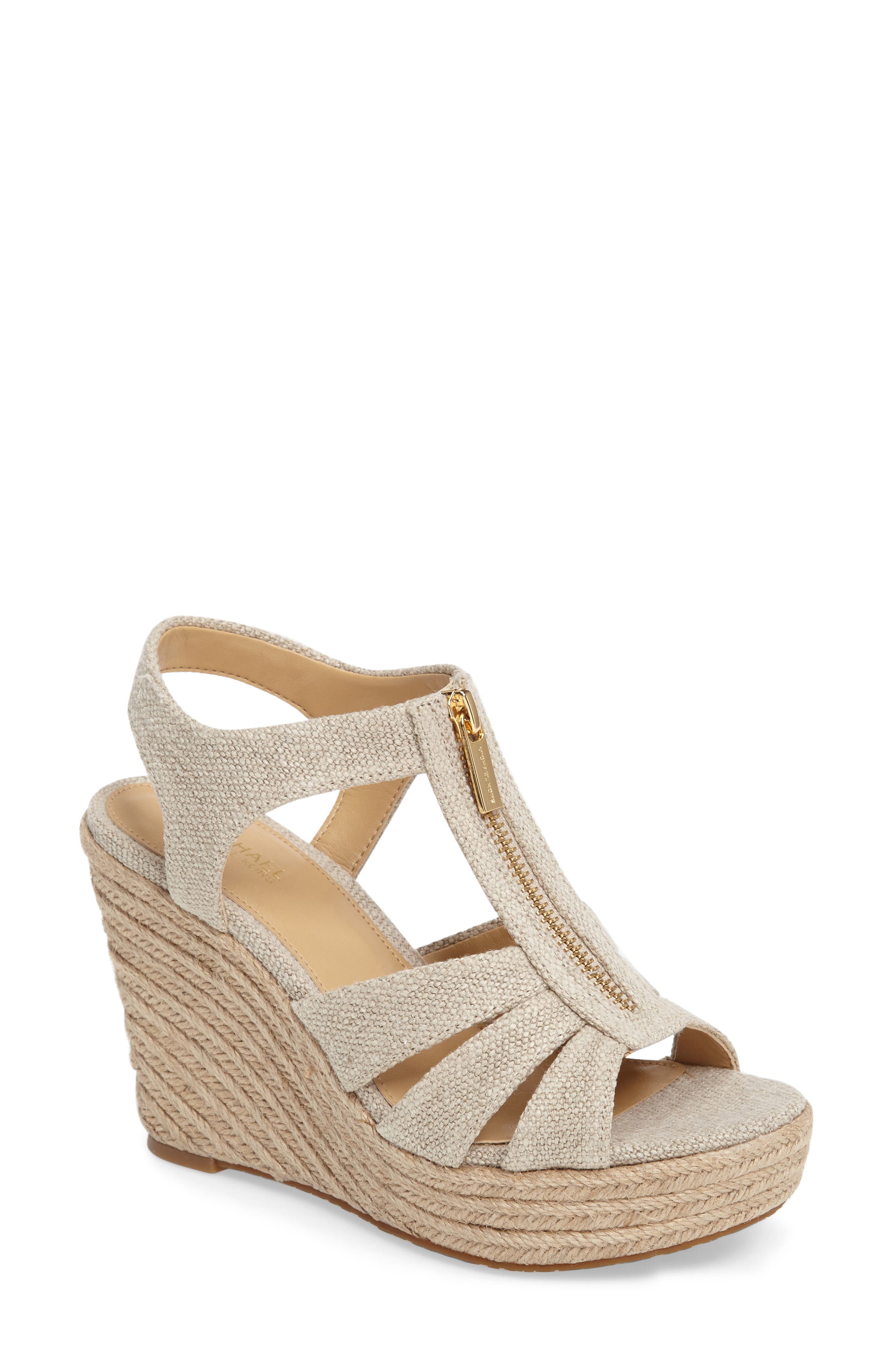 Berkley Platform Wedge, Main, color, NATURAL FABRIC