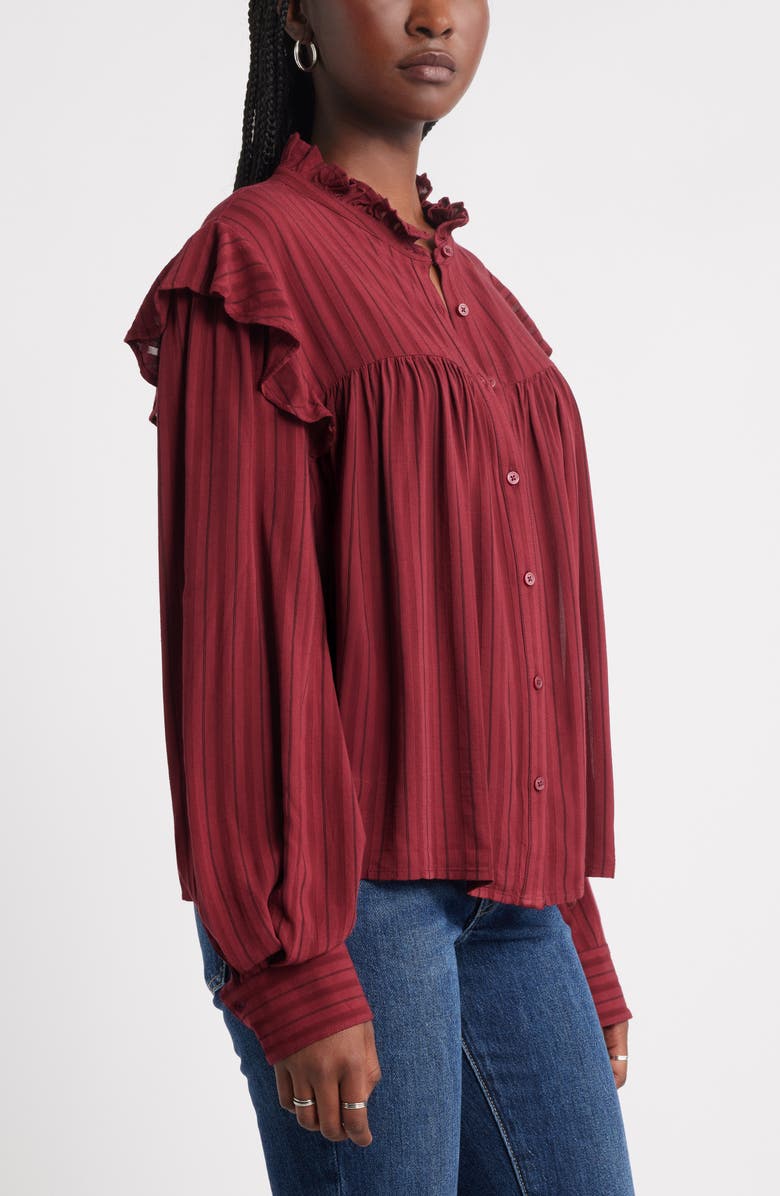 Treasure 
Bond Ruffle Button-Up Shirt, Alternate, color, Red Grape