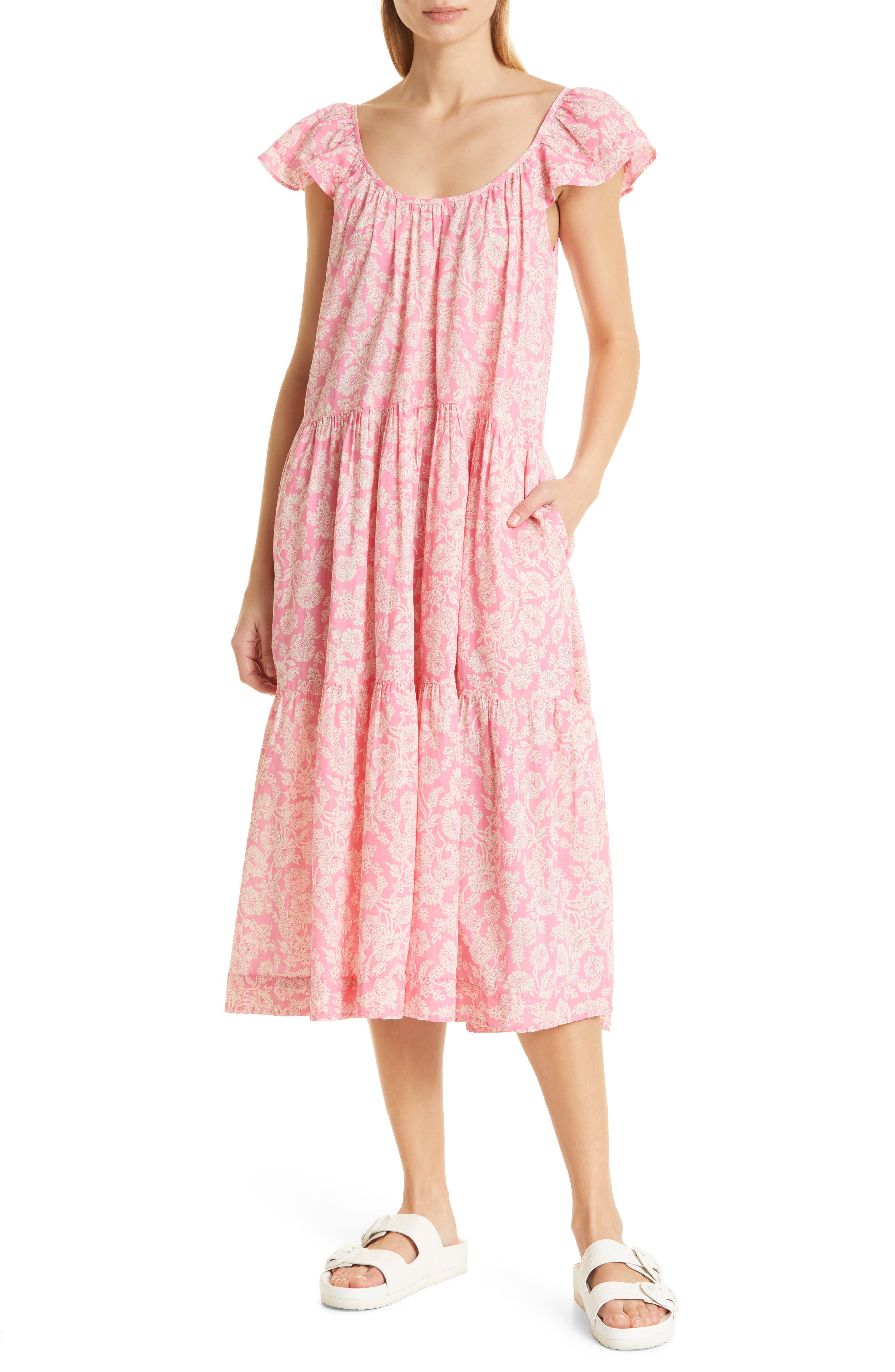 THE GREAT. The Plumeria Cotton Midi Dress