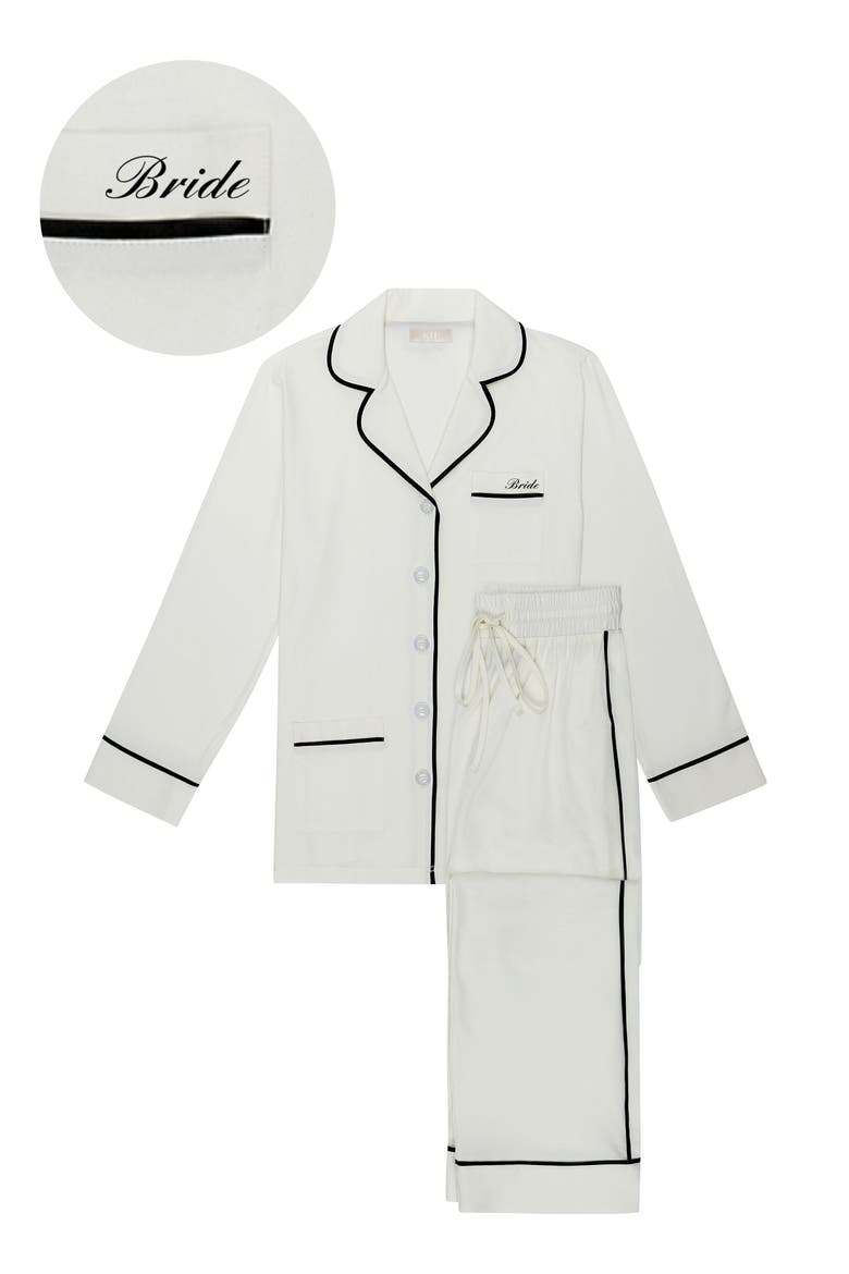 Bride Stretch Cotton Long Pajama Set, Main, color, Pearl