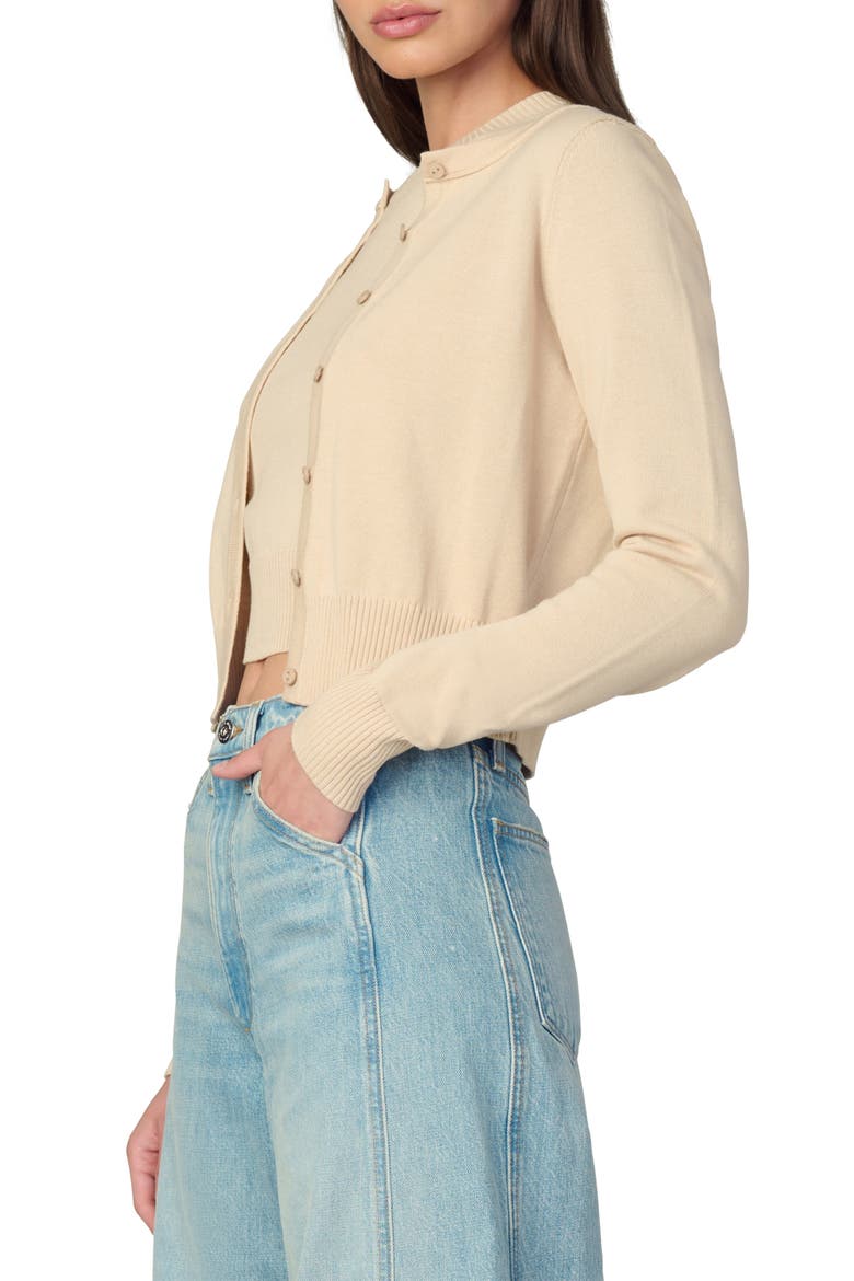 The Dani Crop Cotton Blend Cardigan, Alternate, color, SAND