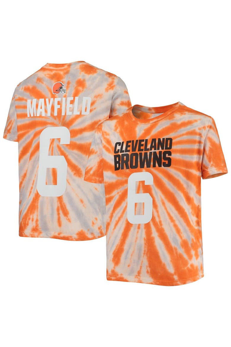 Youth Baker Mayfield Orange Cleveland Browns Tie-Dye Name & Number T-Shirt, Main, color, Orange