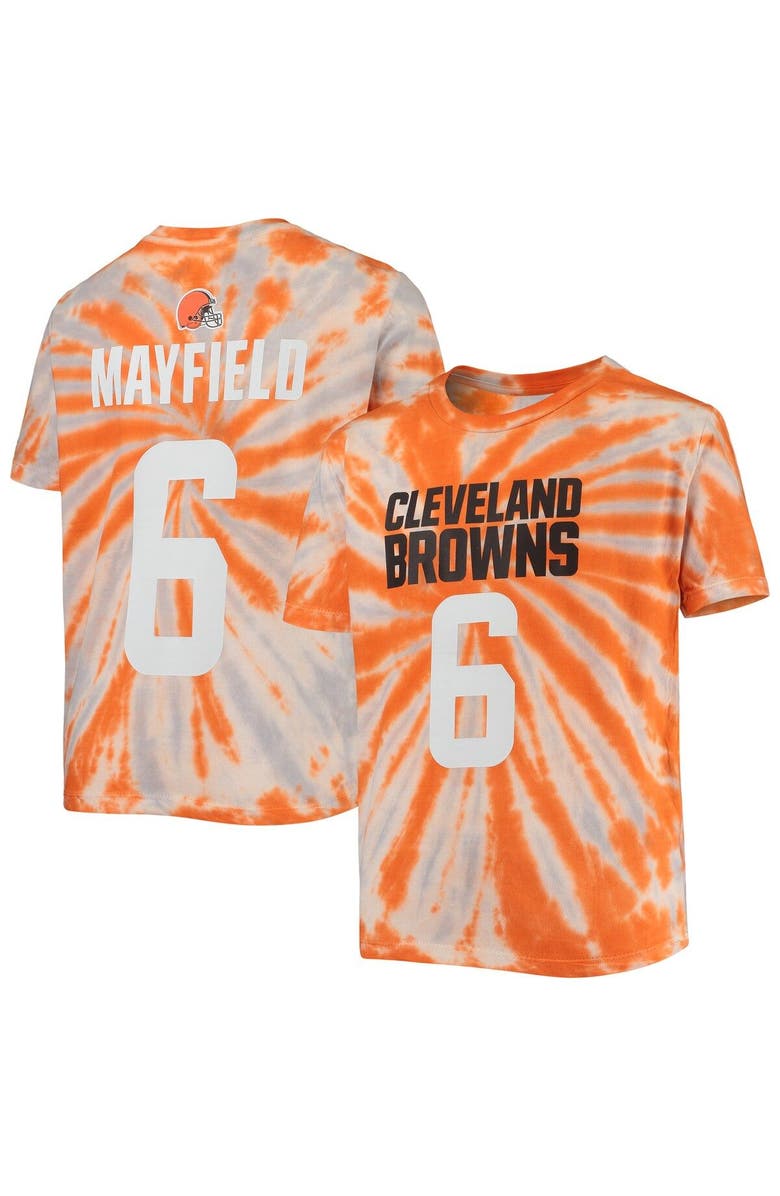 Outerstuff Youth Baker Mayfield Orange Cleveland Browns Tie-Dye Name & Number T-Shirt, Main, color, 