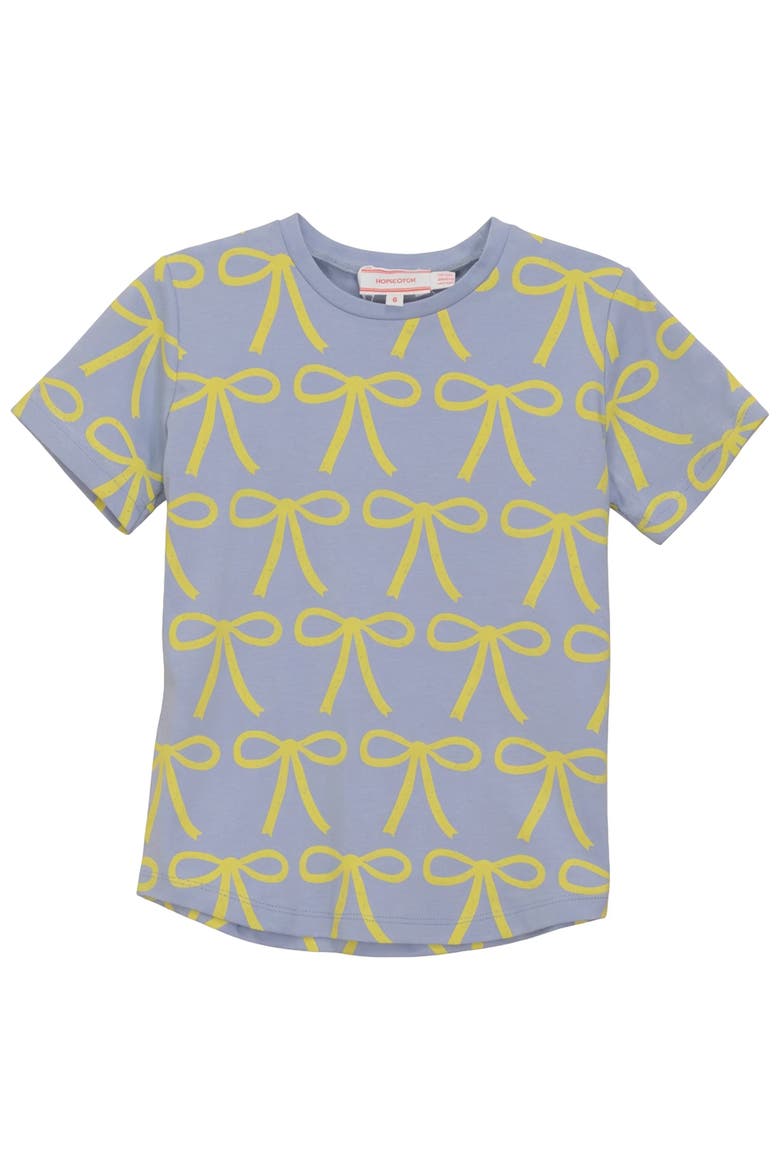 Bows Rib Neck Cotton Spandex Top, Main, color, Ice Blue