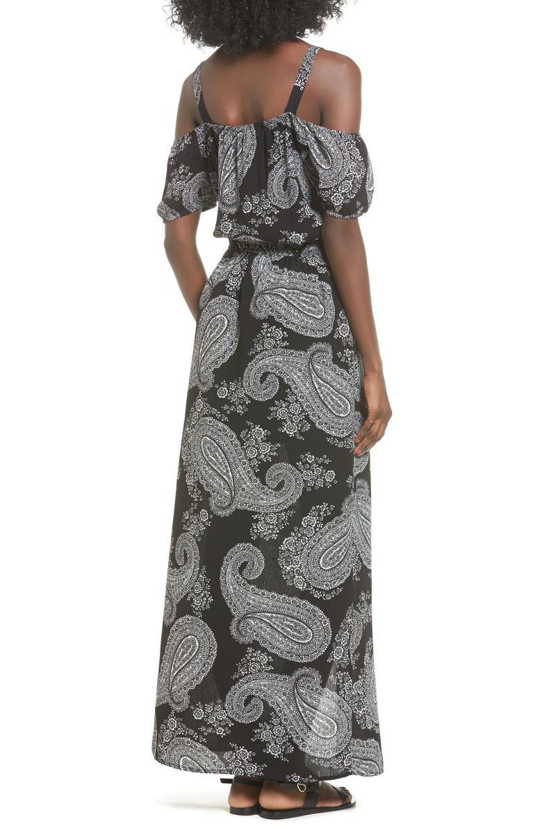 Sun & Shadow Off the Shoulder Maxi Romper, Alternate, color,