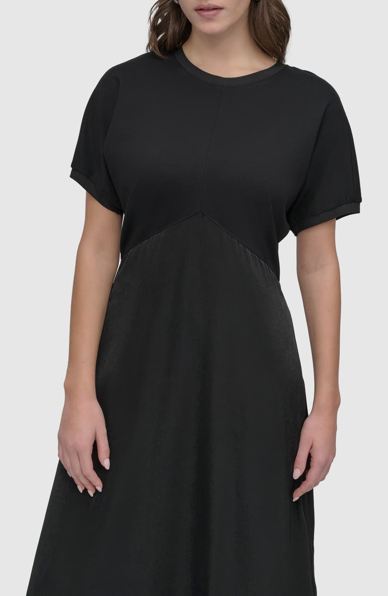 DKNY Scuba Knit & Satin Midi Dress, Alternate, color, 