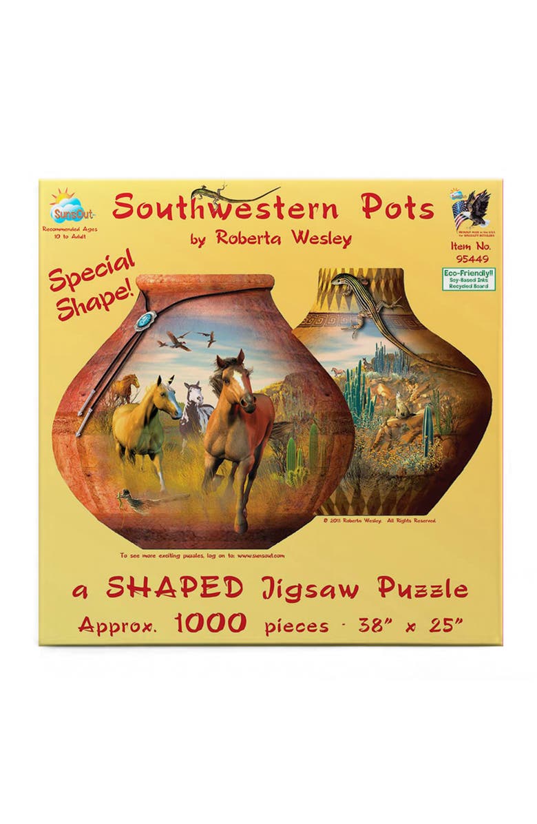 Sunsout Southwestern Pots 1000 piece Jigsaw Puzzle for Adults Special Shape, Alternate, color, Multicolor