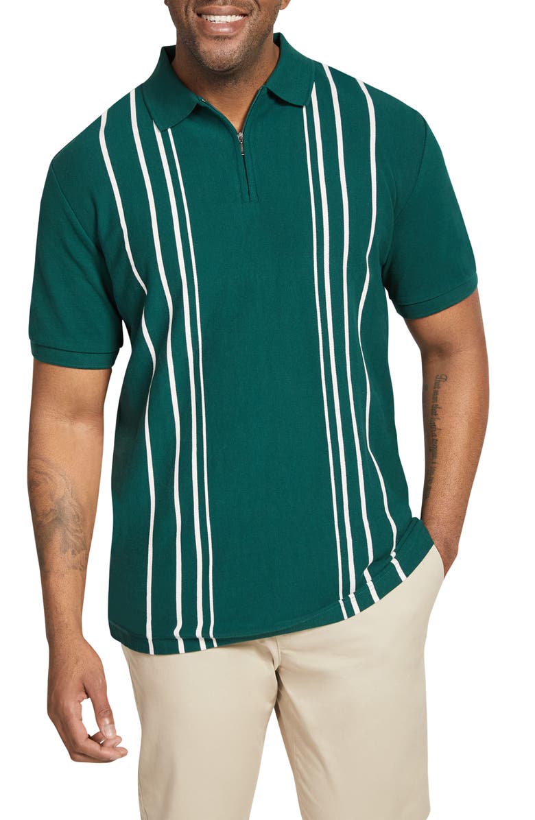 Johnny Bigg Oscar Vertical Stripe Cotton Quarter Zip Polo, Main, color,