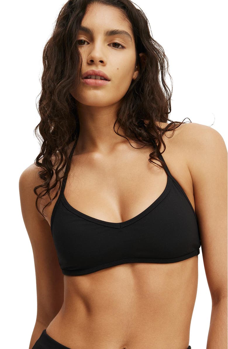 COTTON ON BODY Women's Active Ultra Soft Halter Open Back Crop, Alternate, color, Black
