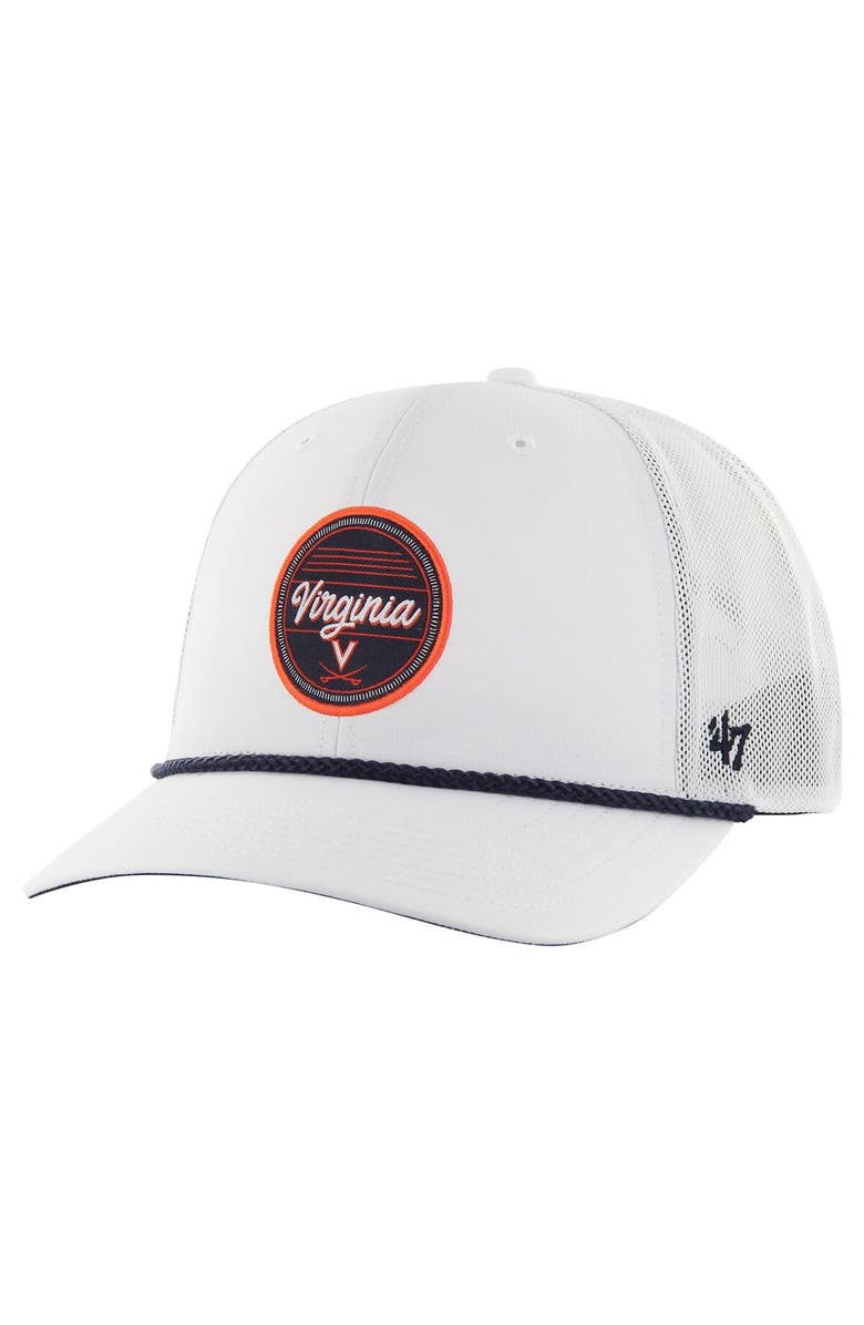 '47 Men's '47 White Virginia Cavaliers Fairway Trucker Adjustable Hat, Main, color, White