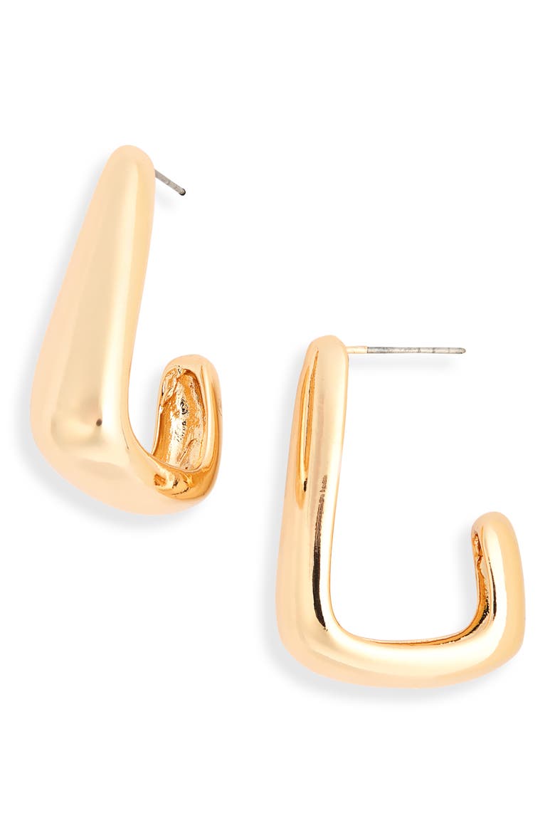 Angular Hoop Earrings, Main, color, GOLD