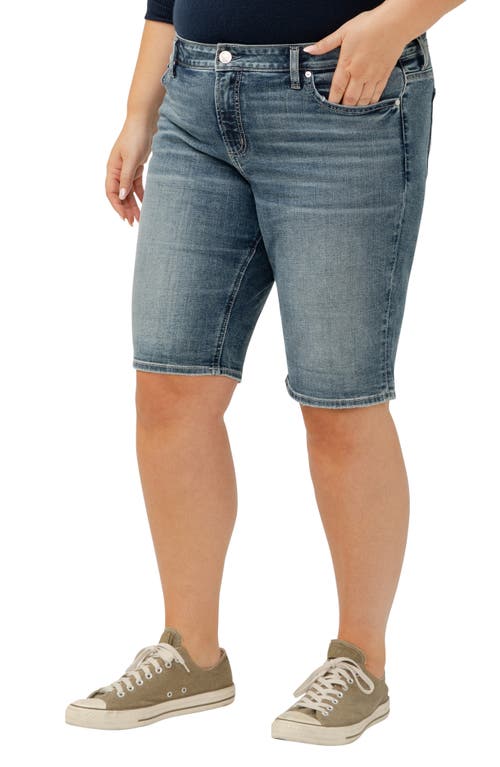 SILVER JEANS CO. SILVER JEANS CO. ELYSE CURVY MID RISE DENIM BERMUDA SHORTS