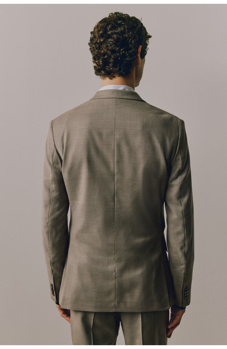H&M Slim Fit Jacket, Alternate, color, Dark Beige/Checked