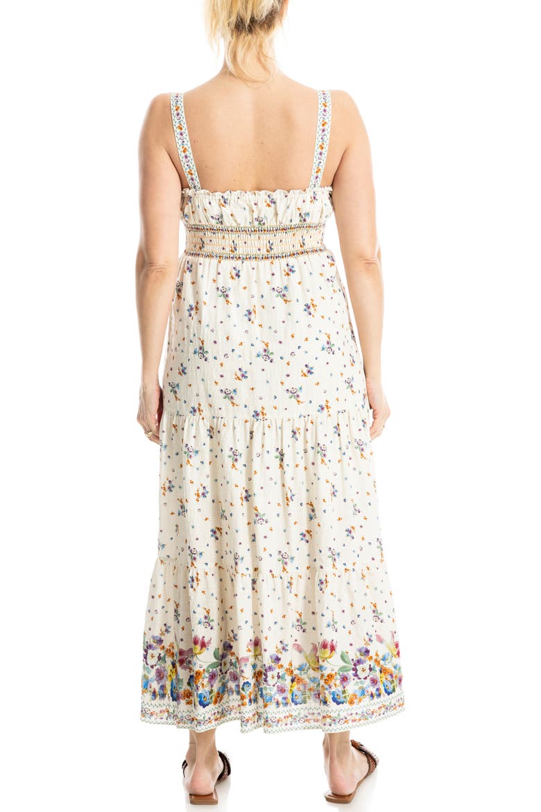 Strappy Tiered Maxi Dress, Alternate, color, CREAM/ PURPLE BLUSH