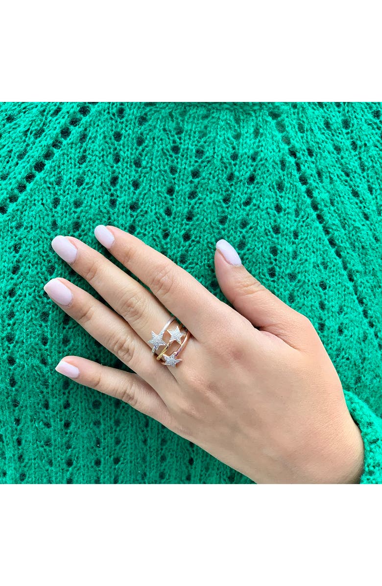 LuvMyJewelry Dreamer Set of 3 Dazzle Star Diamond Rings - 0.15ct., Alternate, color, White/Yellow/Rose