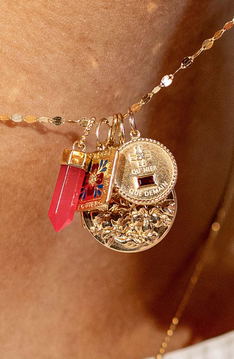 Local Eclectic Qu'hier Que Demain Solid Gold Coin Charm, Alternate, color, Gold