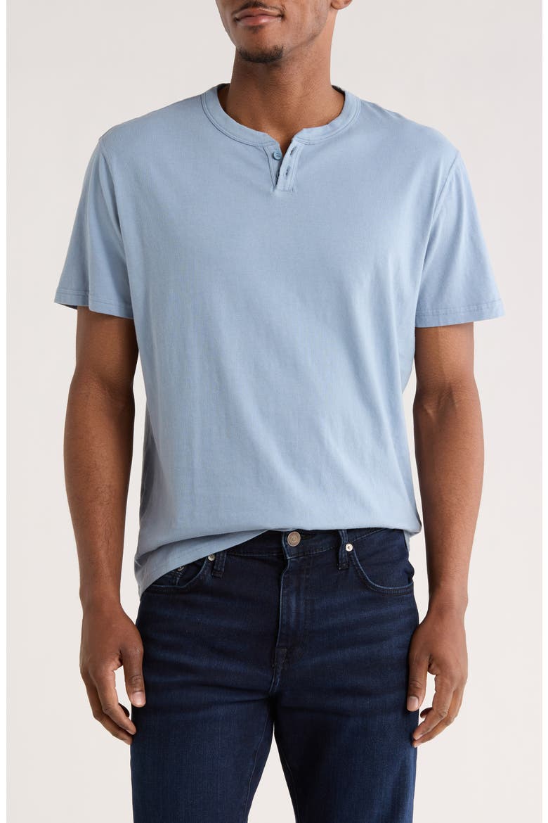 Split Neck Henley T-Shirt, Main, color, FADED DENIM