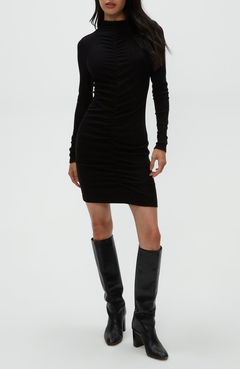 Michael Stars Romi Ruched Front Long Sleeve Dress, Alternate, color, 