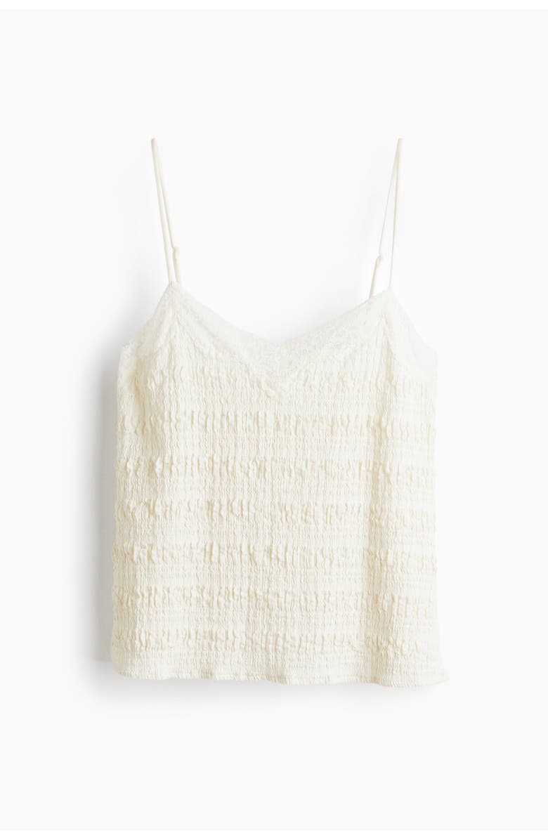 H&M Textured Jersey Strappy Top, Alternate, color, Ivory
