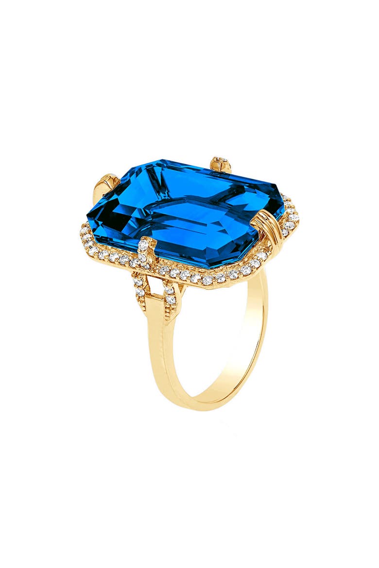 Gossip Emerald Cut Ring, Main, color, DEEP BLUE