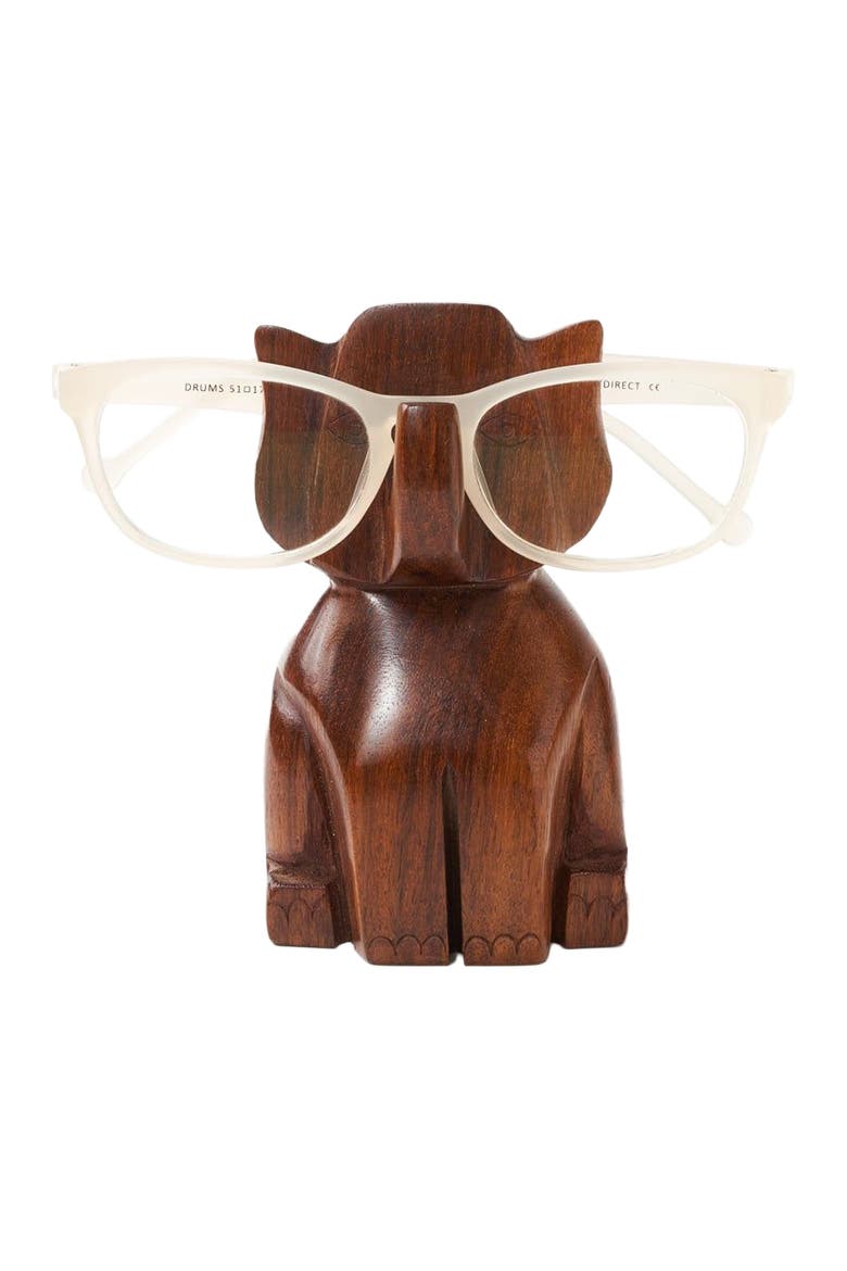 Trunk Up Elephant Eyeglass Holder Stand, Main, color, Brown