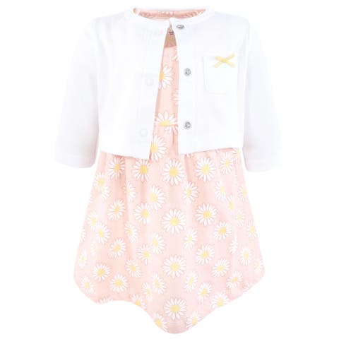 Soft Cotton Dress With Coordinating Cardigan