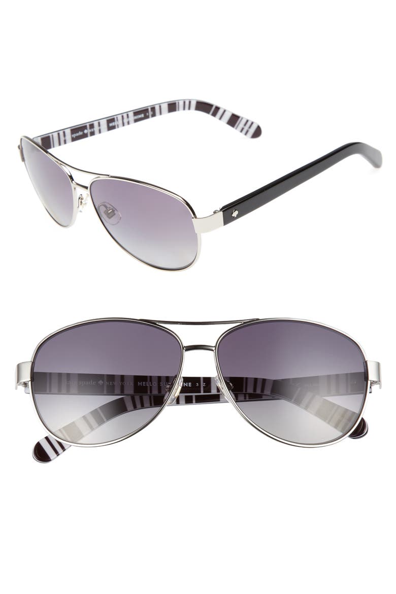 'dalia' 58mm polarized aviator sunglasses, Main, color, SILVER/ BLACK