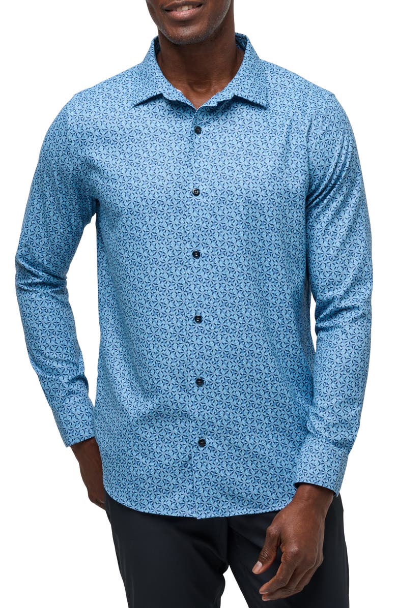 TravisMathew Country Mile Floral Button-Up Shirt, Main, color, Quiet Harbor