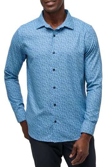 Travismathew Country Mile Floral Button-up Shirt In Blue