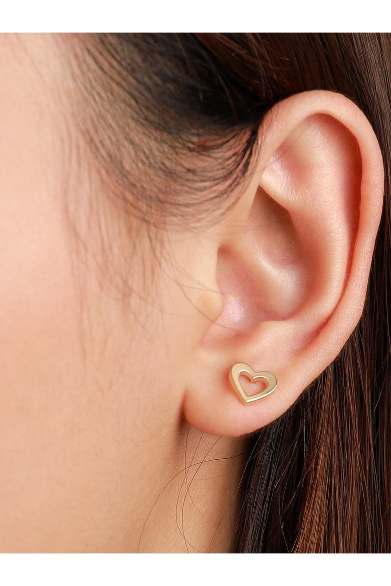 Open Heart Stud Earrings in 14K Gold, Alternate, color, Yellow Gold