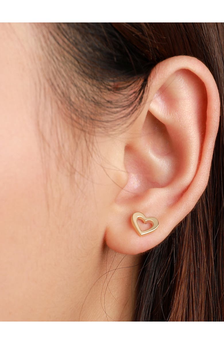 DEVATA Open Heart Stud Earrings in 14K Gold, Alternate, color, Yellow Gold