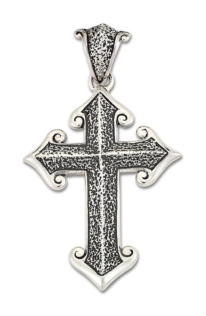 SAMUEL B. Men's Sterling Silver Textured Cross Pendant, Main, color,