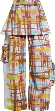 Collina Strada Lawn Plaid Skirt Overlay Cargo Pants