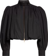 Chloé Crop Balloon Hem Cotton Zip Jacket