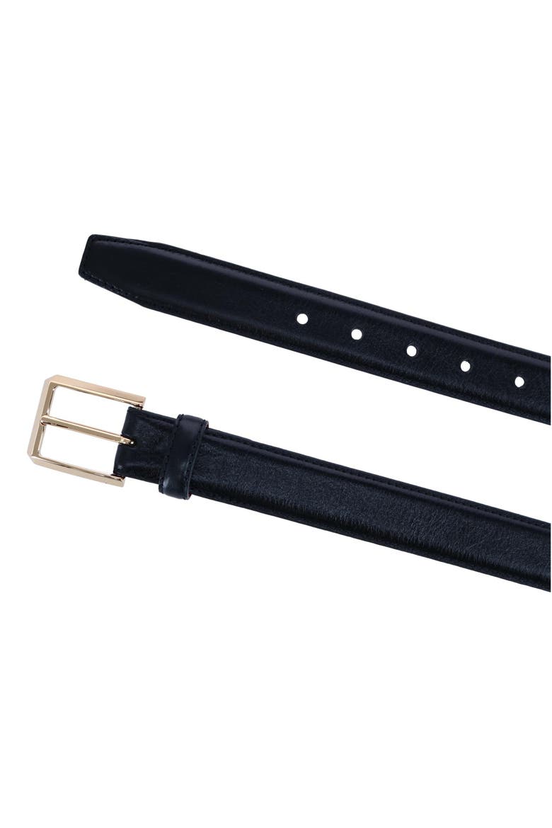30MM Pebble Grain Leather Belt with Gold Buckle, Alternate, color, Black