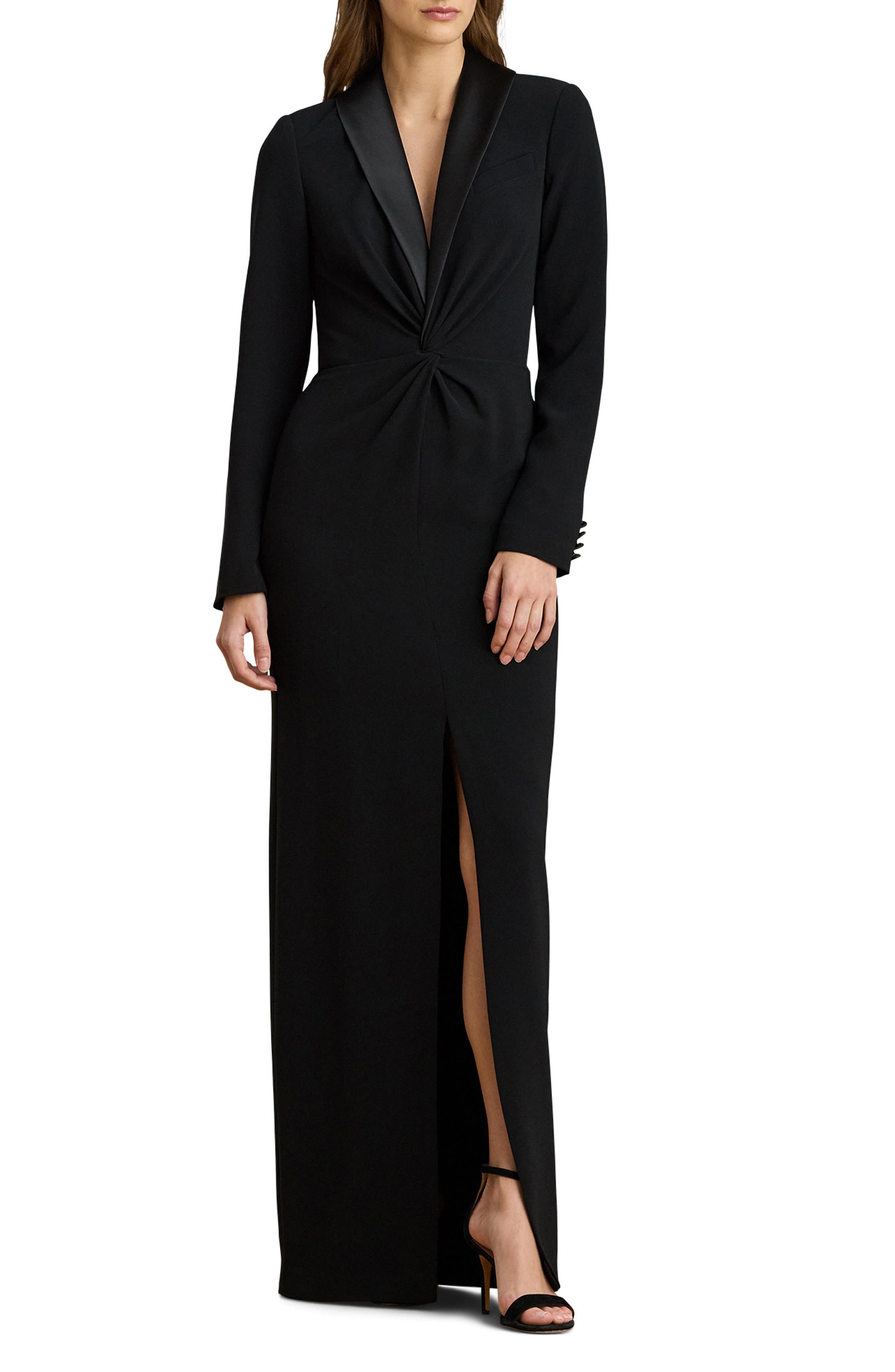 Lサイズ【RALPH LAUREN】カシュクール カットソー 絹リボン 長袖 黒 5c5ce38d-db25-4e1e-a07c-