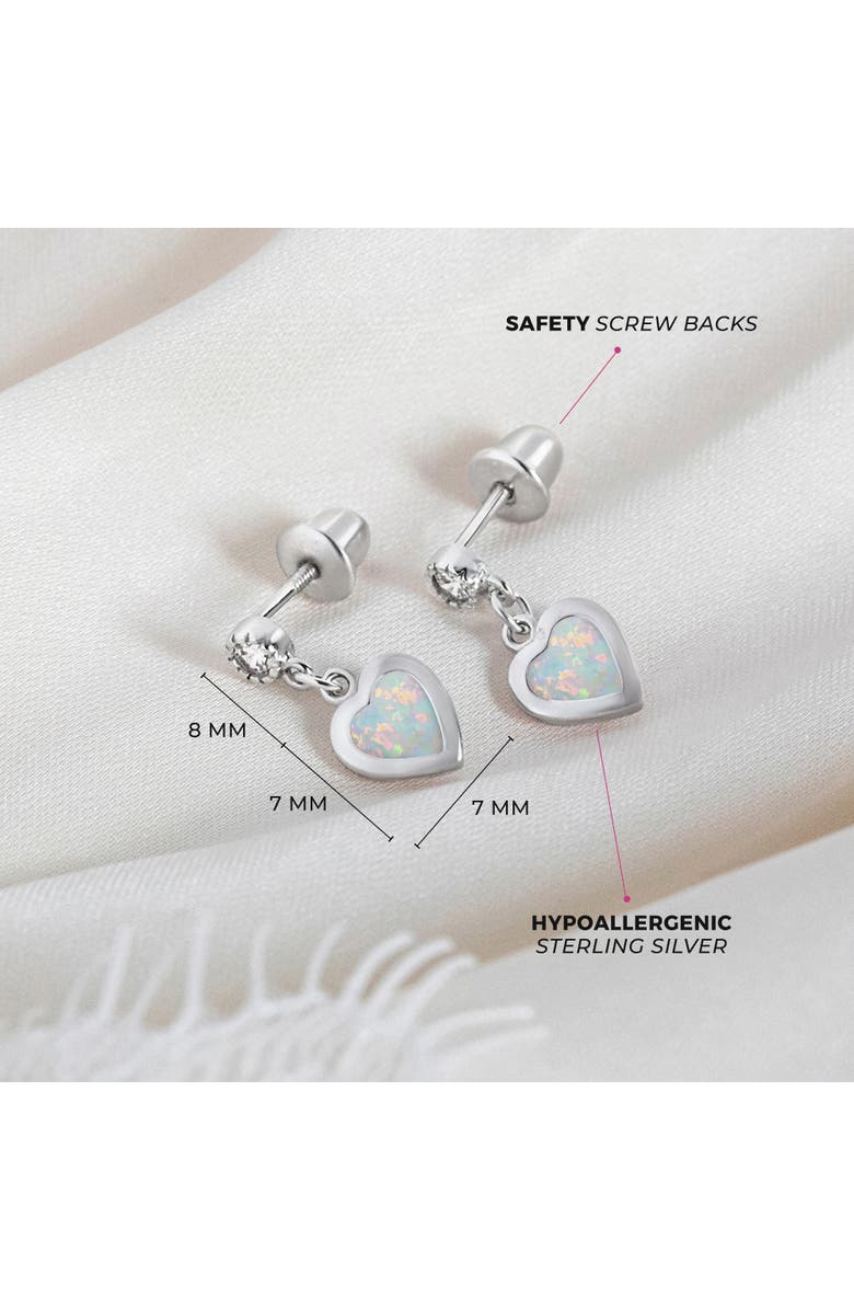In Season Jewelry Simulated Opal Heart Dangle Earrings, Alternate, color, White