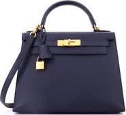 Pre-Owned Hermes Kelly Handbag Bicolor Epsom with Brushed Gold Hardware 28