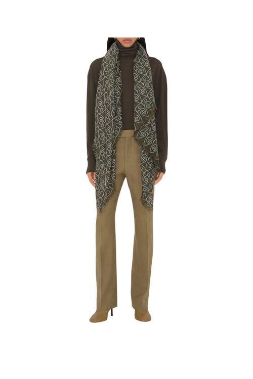Shop Burberry B Shield Wool Scarf In Loch