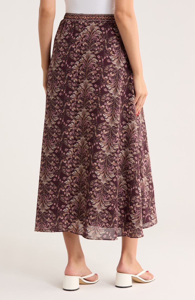 MAX STUDIO Pocket A-Line Midi Skirt, Alternate, color, Wine Nouveau Fern