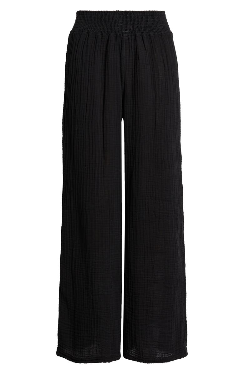Michael Stars Smocked Wide Leg Pants, Alternate, color, Black