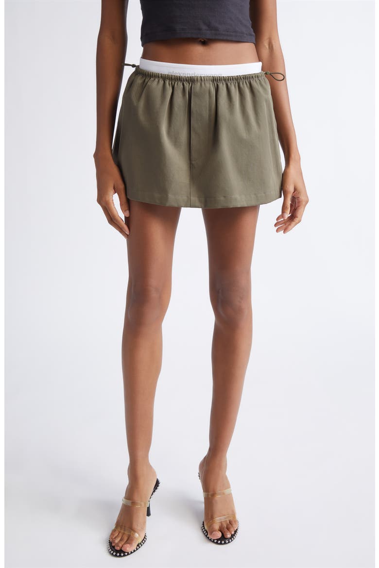 Logo Elastic Cotton Twill Miniskirt, Main, color, ARMY GREEN