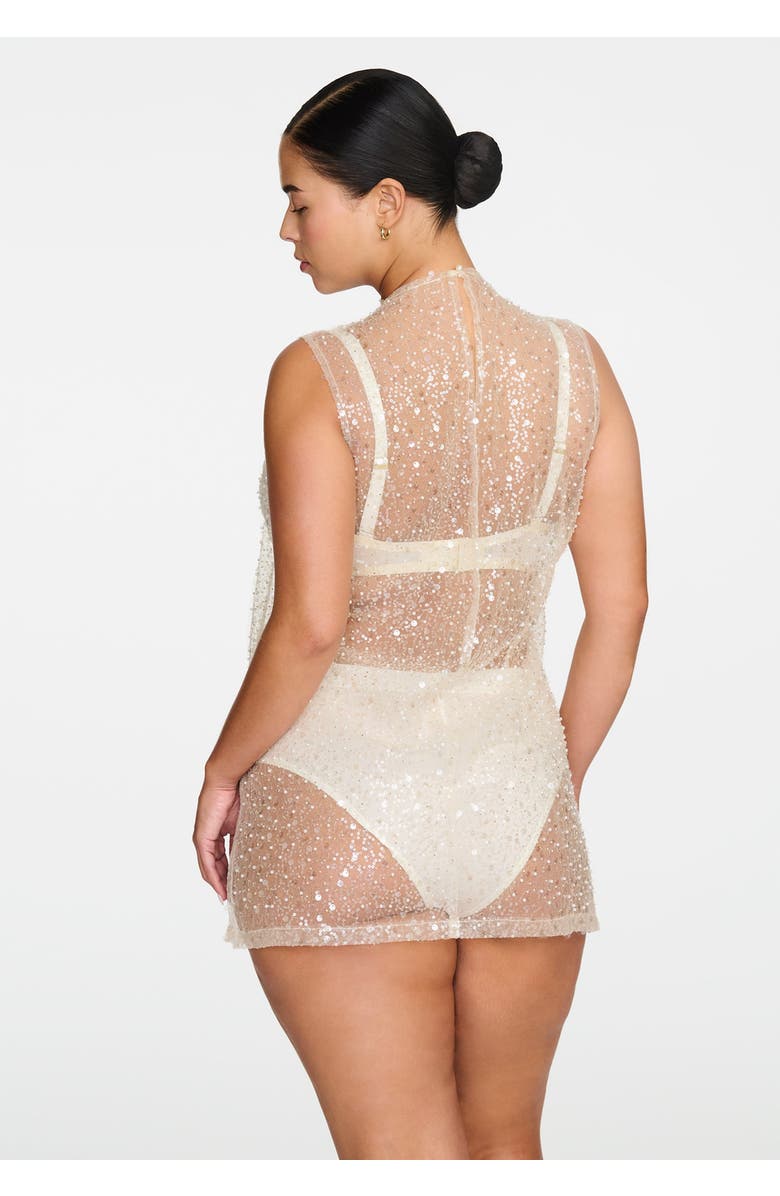 CUUP The Mock Neck Mini Dress- Sequin, Alternate, color, Pearl