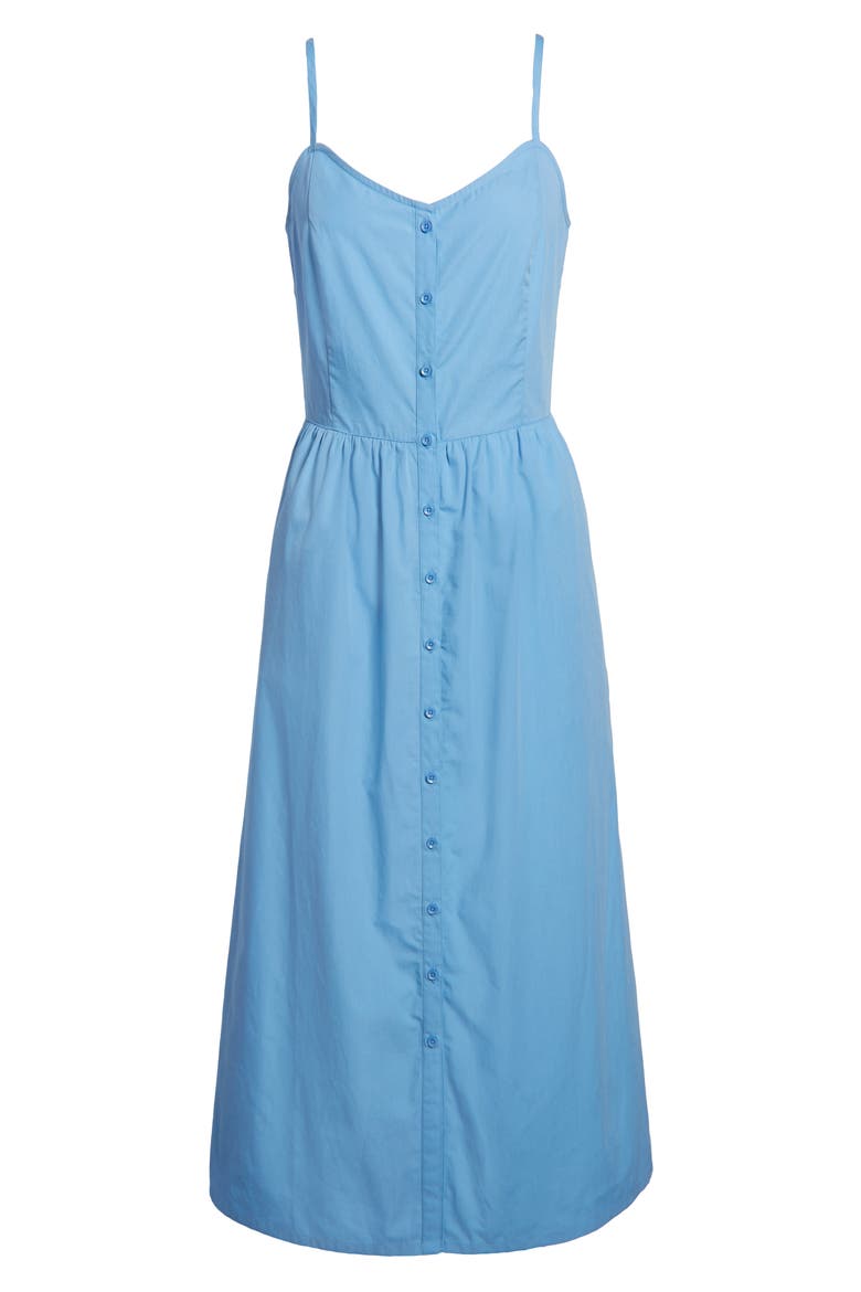 Button Front Midi Dress, Alternate, color, BLUE LAKE