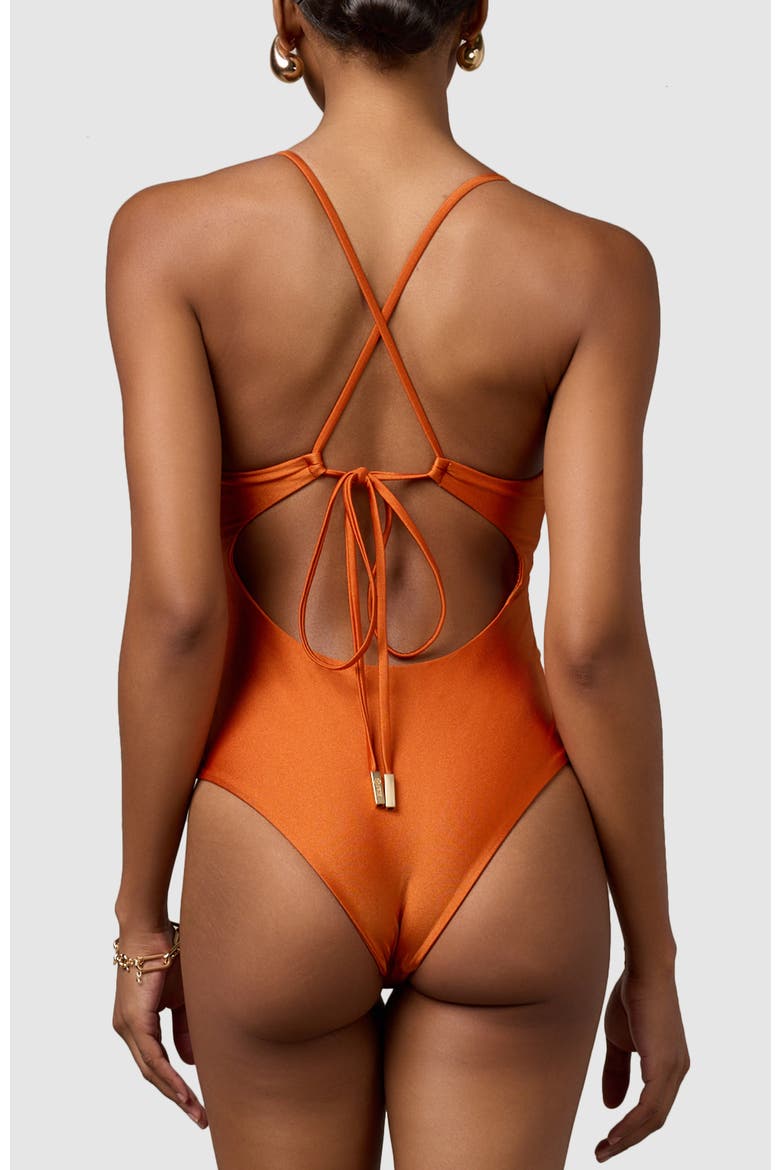 Azure One-Piece Swimsuit, Alternate, color, Burnt Orange