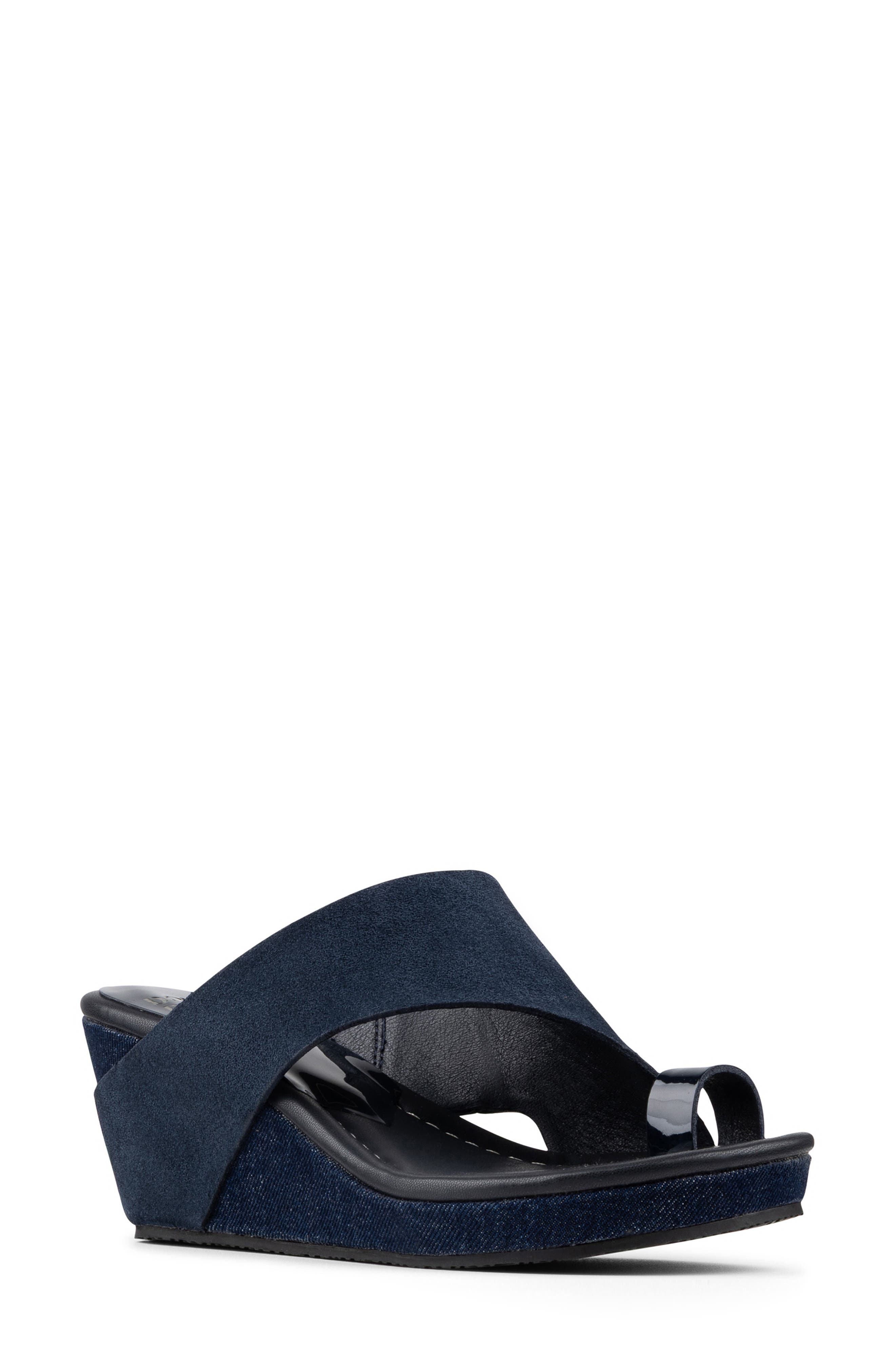 Donald Pliner Gyer Wedge Sandal, Main, color, Navy