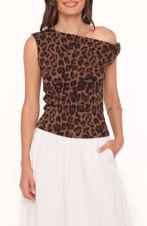 Maelis Leopard Print One-Shoulder Top