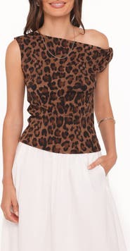 Petal & Pup Maelis Leopard Print One-Shoulder Top