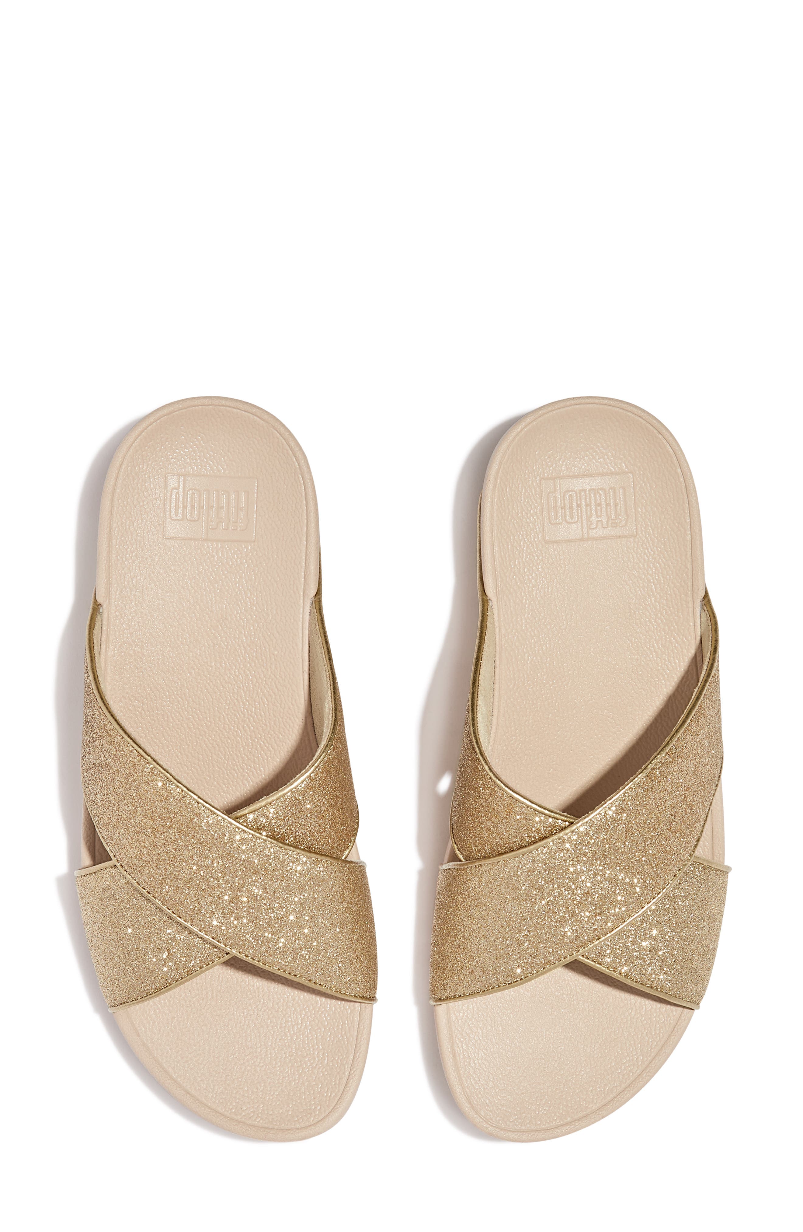 FitFlop Lulu Glitterdust Platform Wedge Slide Sandal, Alternate, color, Yellow