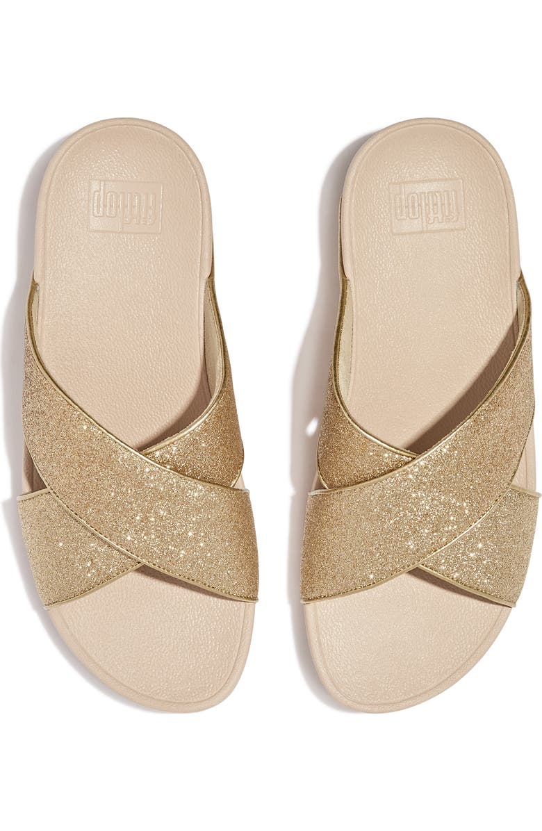 FitFlop Lulu Glitterdust Platform Wedge Slide Sandal, Alternate, color, Yellow